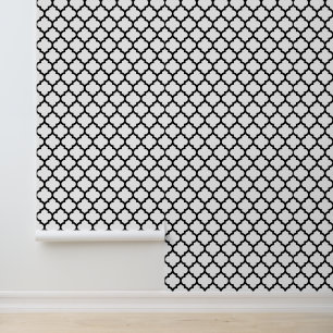 Papier Peint Couleurs DIY Quatrefeuille Marocain #5 Noir Blanc