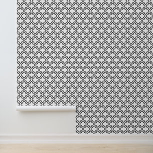 Papier Peint Couleurs DIY Quatrefoil Marocain #5DS Noir Blanc