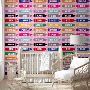 Papier Peint Couleurs pour enfants roses mignonnes Apprentissag