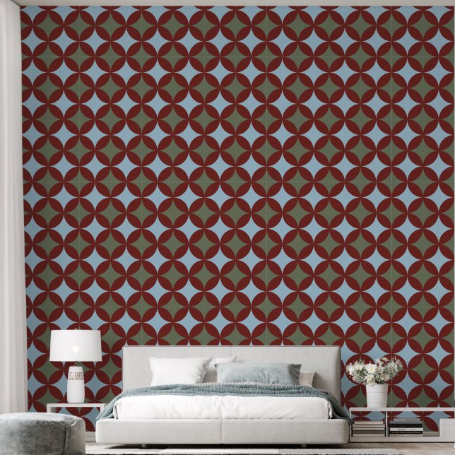 Papier Peint Couleurs rétro Mi-Siècle Cercles modernes (Chambre à coucher)