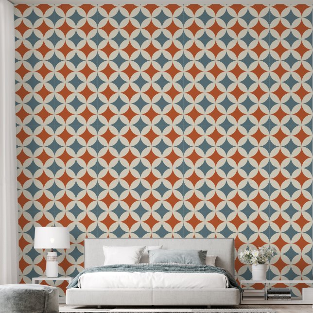 Papier Peint Couleurs rétro Mi-Siècle Cercles modernes (Chambre à coucher)