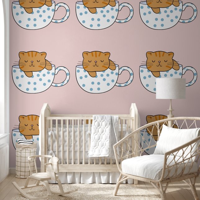 Papier Peint Coupe de fée de chat rose (Enfants)