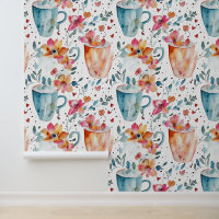 Coupes et fleurs de café Whimsical Watercolor
