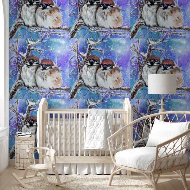Papier Peint Couple Bruant En Hiver (Enfants)