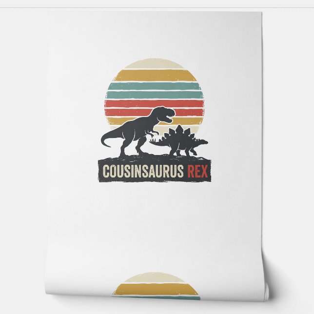 Papier Peint Cousinsaurus Rex Drôle Dinosaure Vintage Chemise D (Déroulement)
