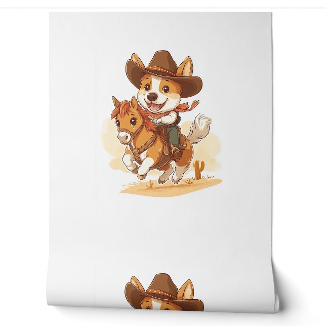 Papier Peint Cowboy Corgi - Western Rodeo Chien (Déroulement)