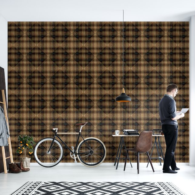 Papier Peint Cracket Plaid Diamond Texture Orange Rust Brown (Salon)