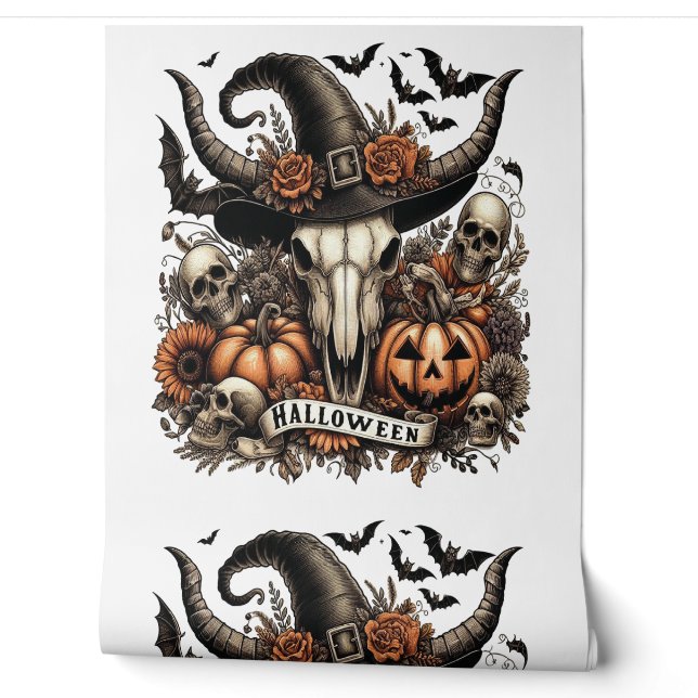 Papier Peint Crâne de taureau Halloween Vache (Déroulement)