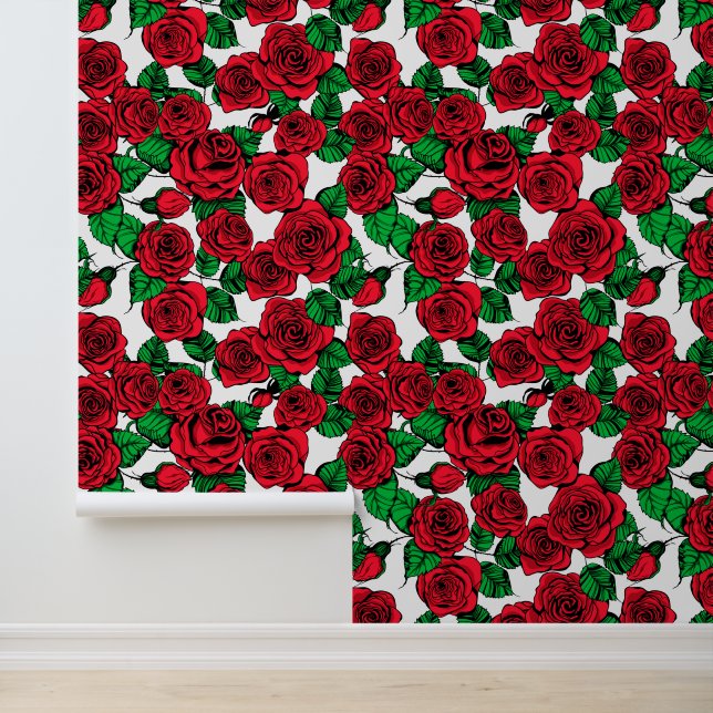 Papier Peint Cravate motif de roses rouges (Application)