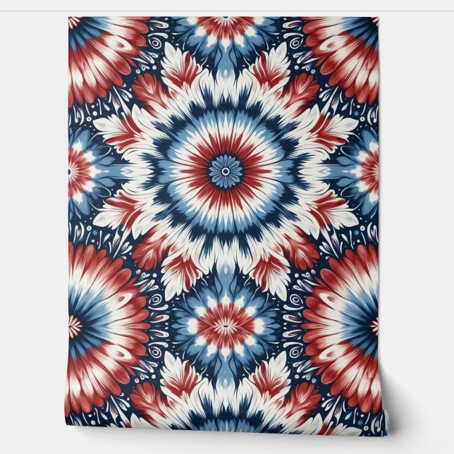 Papier Peint Cravate rouge, blanc et bleu (Déroulement)