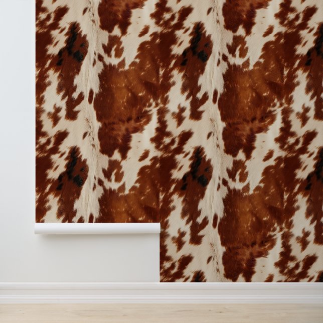 Papier Peint Crème Brown Sud-Ouest Cowboy Cowgirl Cowhide (Application)