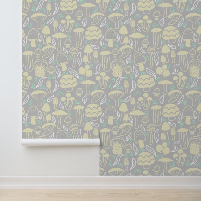 Papier Peint Crème Gris Champignon (Application)