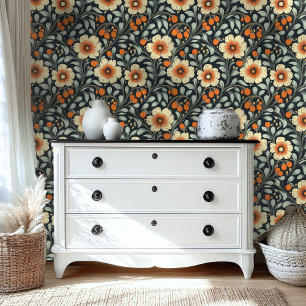 Papier Peint Crème vintage Florale & Conception Botanique Orang