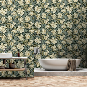 Papier Peint Crème vintage Florale verte