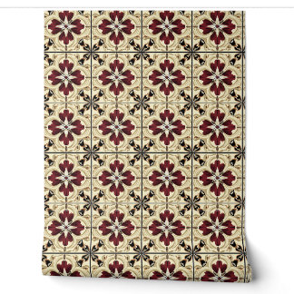 Papier Peint Crimson Grandeur Petite - Rouge, Beige, Noir