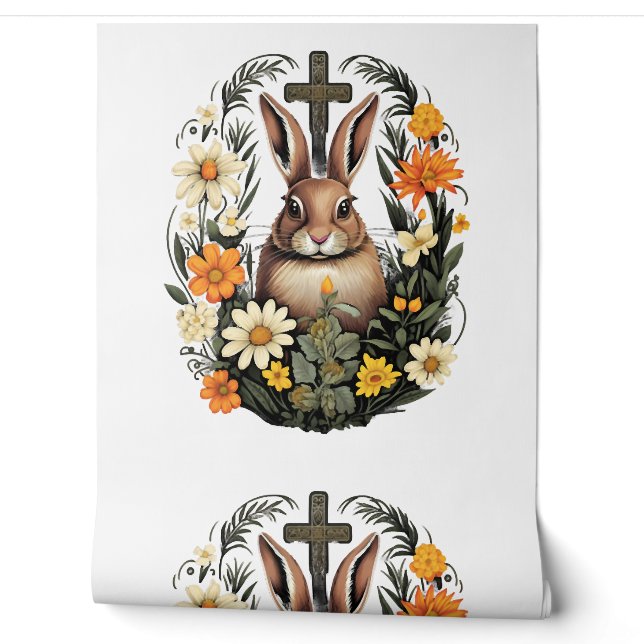 Papier Peint Croix de Pâques Lapin de Pâques Rabin (Déroulement)