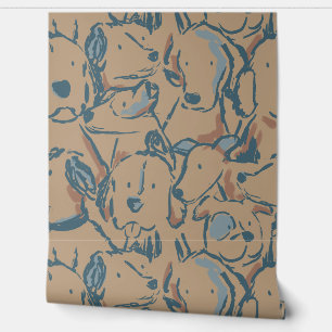 Papier Peint Croquis de chien Messy - Croquis animal - Mocha Br