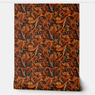 Papier Peint Cuir Brown rustique noir à outils