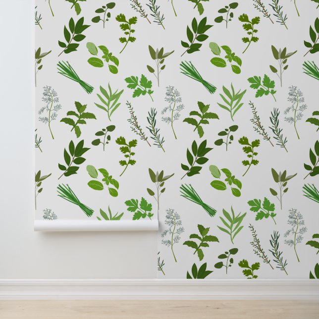Papier Peint Cuisine verte Plat Jardin Herbes Cuisine (Application)