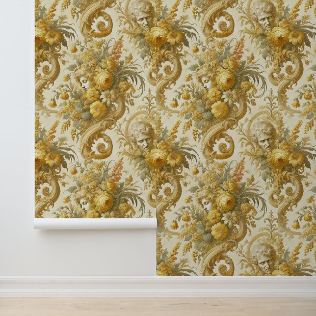Papier Peint Culte d'or - Floral baroque (Application)