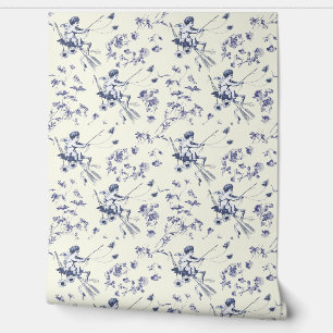 Papier Peint Cupid Angel Cupid Bleu Toile Florale Vintage