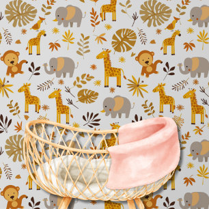 Papier Peint Cute Baby Monkey Giraffe Safari Motif Nursery