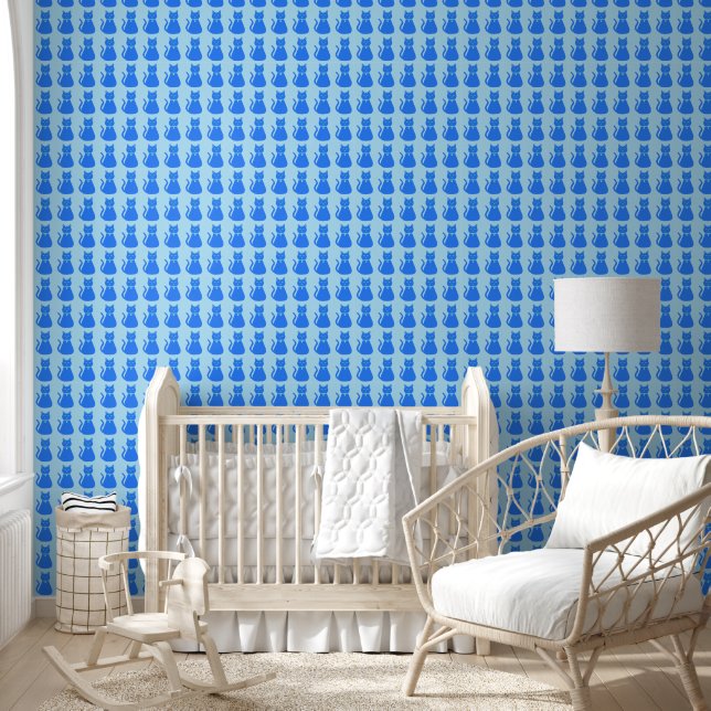 Papier Peint Cute Blue Baby Boy Chat Motif (Enfants)