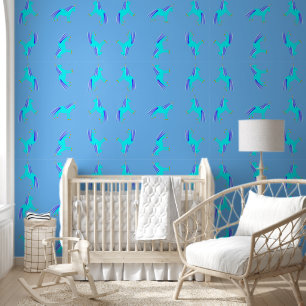Papier Peint Cute Blue Baby Boy Unicorn Motif