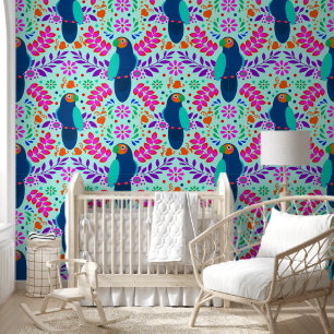Papier Peint Cute Blue Birds Motif Kids Nursery Room