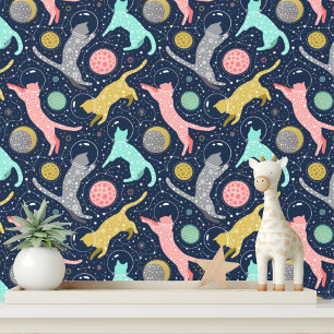 Papier Peint Cute Céleste Mystique Space Cats
