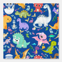 Cute Dinosaur Motif sur Blue |