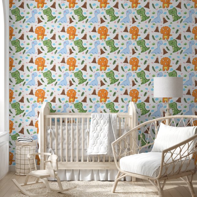 Papier Peint Cute Dinosaur Seamless Pattern for Your Kid Room (Enfants)