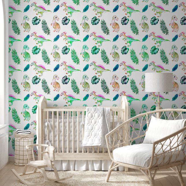Papier Peint Cute Dinosaures & Pépinière verte (Enfants)