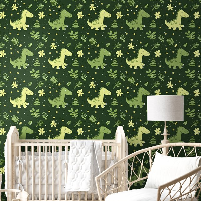 Papier Peint Cute Dinosaures Vert (Créateur téléchargé)