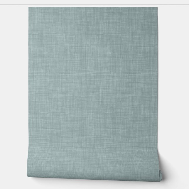 Papier Peint Cute Dusty Teal Blue Linen Look Texture (Déroulement)