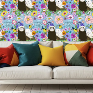 Papier Peint Cute Ferrets Floral