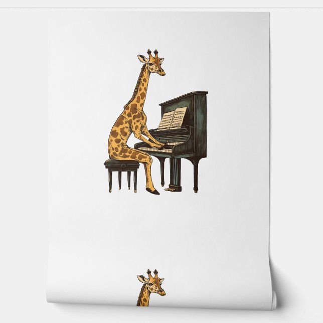 Papier Peint Cute Giraffe Jouer Piano Giraffes Musicien Musique (Déroulement)