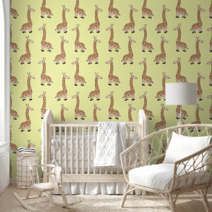 Papier Peint Cute Giraffe Motif Jaune Enfants / Nursery