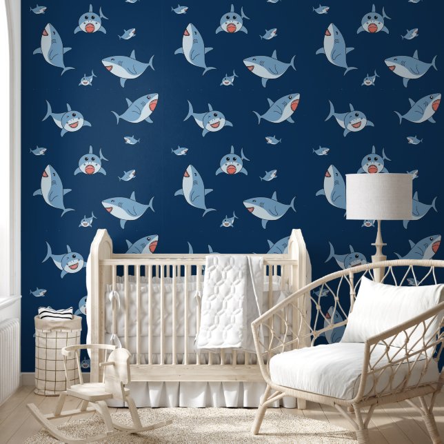 Papier Peint Cute Great White Sharks Ocean Motif Boys (Enfants)