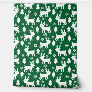 Papier Peint Cute Green Christmas Reindeer Motif Enfants Nurser