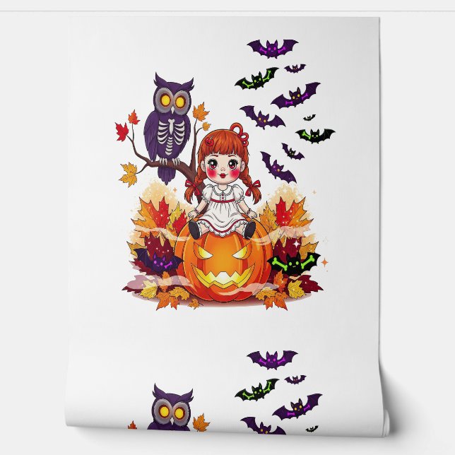 Papier Peint Cute Halloween Doll Owl (Déroulement)