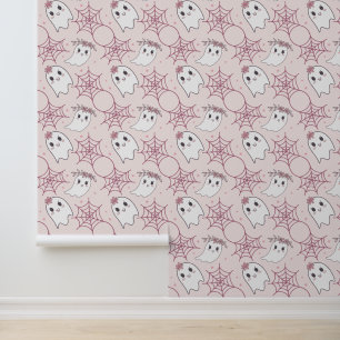 Papier Peint Cute Halloween Ghost & Spiderweb Motif (2)