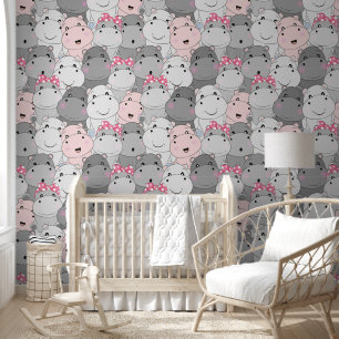 Papier Peint Cute Hippos Motif Nursery