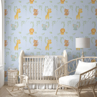 Papier Peint Cute Jungle Animals Safari Baby Room & Playground