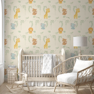 Papier Peint Cute Jungle Animals Safari Baby Room & Playground