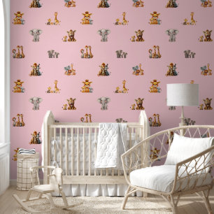 Papier Peint Cute Jungle Animaux Nursery Salle Enfants