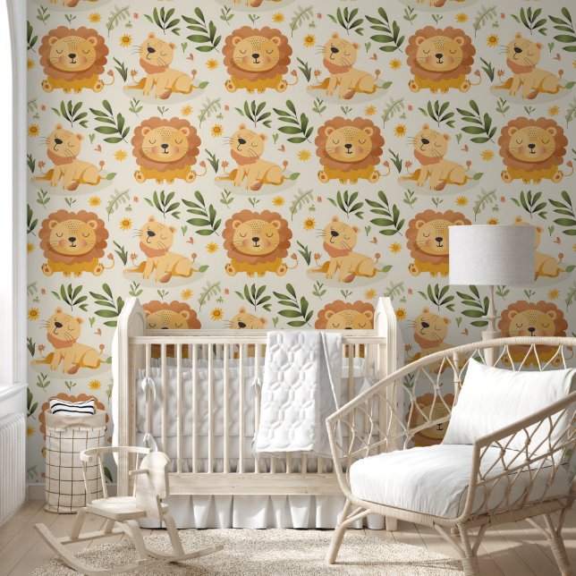 Papier Peint Cute Jungle Lion Baby Nursery (Enfants)