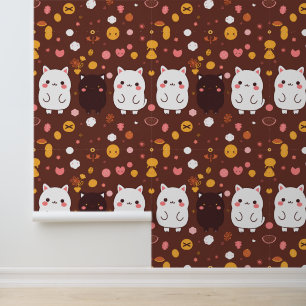 Papier Peint Cute Kawaii Chats Motif avec sucreries