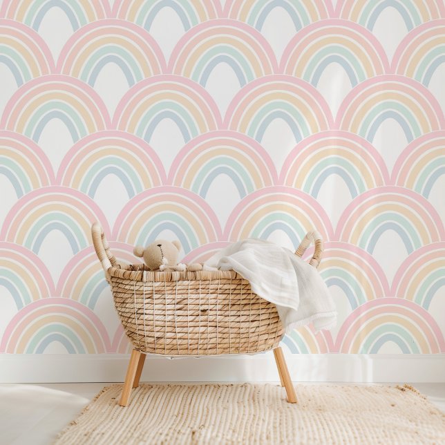 Papier Peint Cute Light Pastel Rainbow Scallop Motif (Créateur téléchargé)