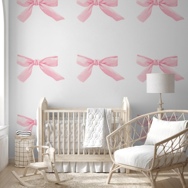 Papier Peint Cute Little Rose Bows Baby Girl Nursery (Enfants)